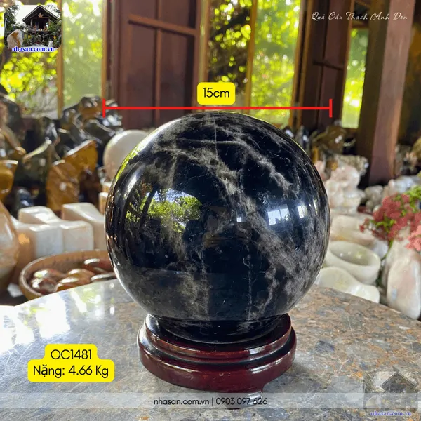 Quả cầu thạch anh đen QC1481 - 4.66kg - 15cm