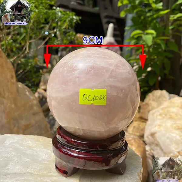 Quả cầu thạch anh hồng 9cm-1.1kg-QC1038