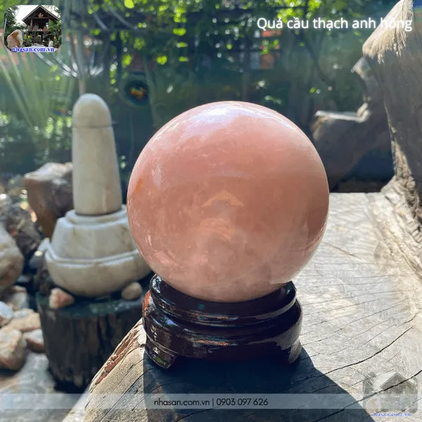 Quả cầu thạch anh hồng 1.78kg - 11cm - QC1420