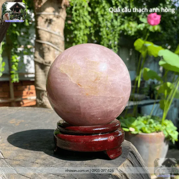 Quả cầu thạch anh hồng 1.78kg - 11cm - QC1420