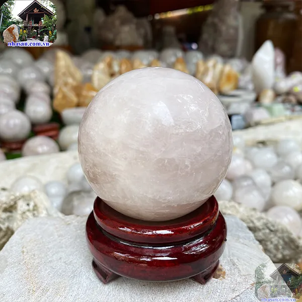 Quả cầu thạch anh hồng 7.5cm-660gr-QC1083