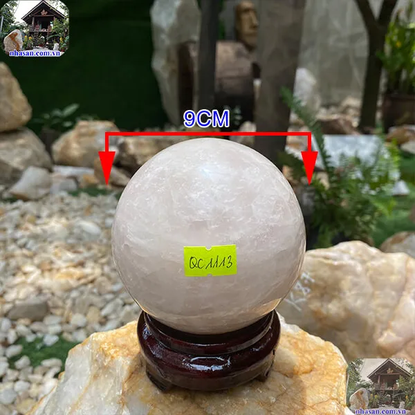 Quả cầu thạch anh hồng 9cm-1.22kg-QC1113