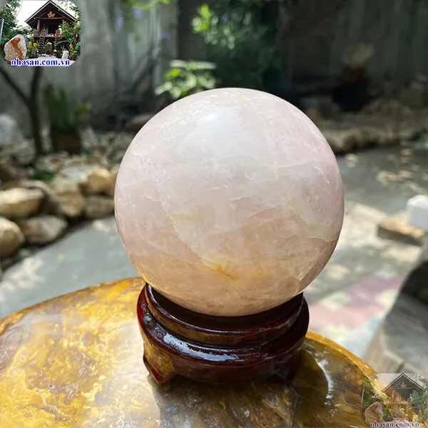Quả cầu thạch anh hồng 9cm-1.1kg-QC1038