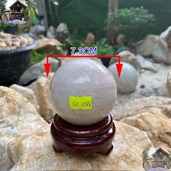 Quả cầu thạch anh hồng 7.3cm-600gr-QC1088