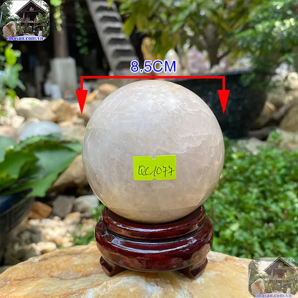 Quả cầu thạch anh hồng 8.5cm-940gr-QC1077
