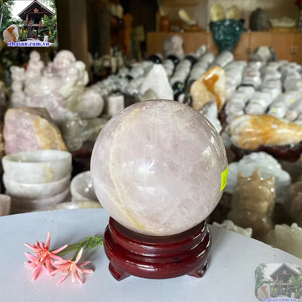 Quả cầu thạch anh hồng 9cm-1.12kg-QC1114