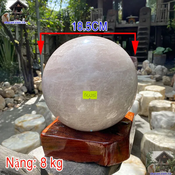 Quả cầu thạch anh hồng QC1286 - 8kg - 18.5cm