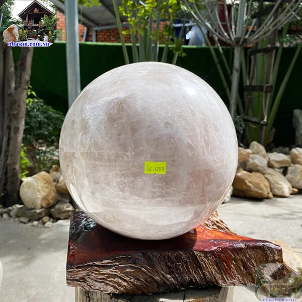 Quả cầu đá thạch anh hồng QC1289 - 16.9kg - 23cm