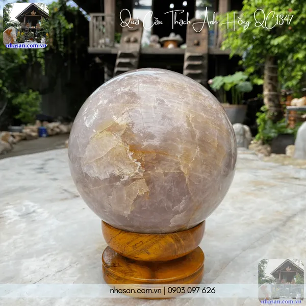 Quả cầu thạch anh hồng QC1347 - 7.5kg - 17cm
