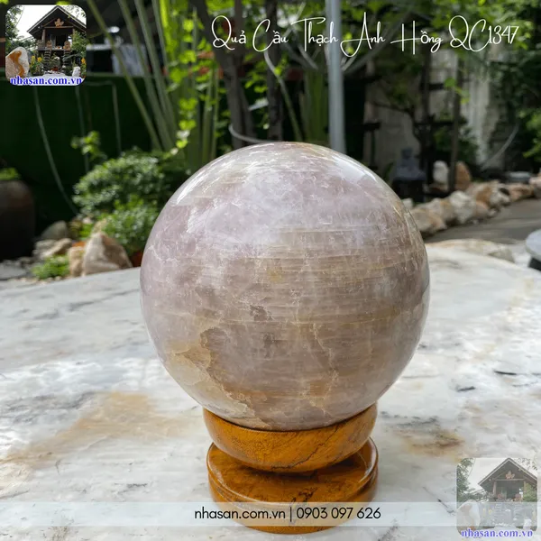 Quả cầu thạch anh hồng QC1347 - 7.5kg - 17cm
