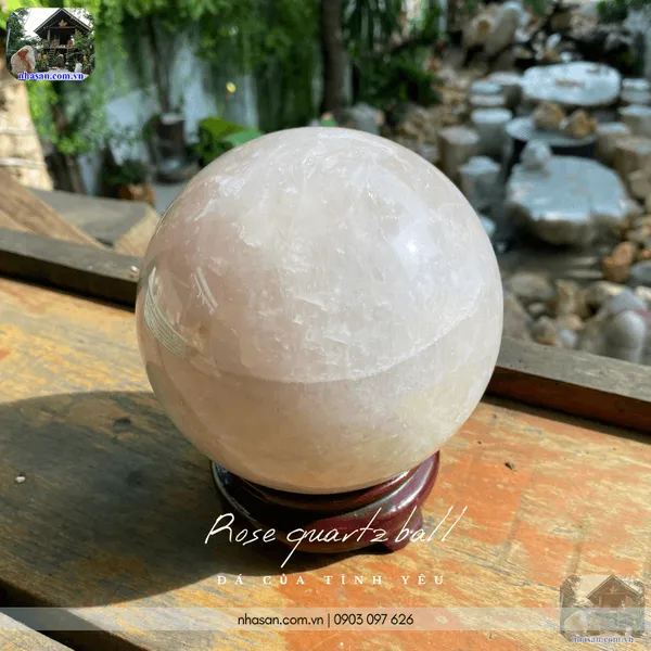 Quả cầu thạch anh hồng QC1434 - 3.52kg - 14cm 
