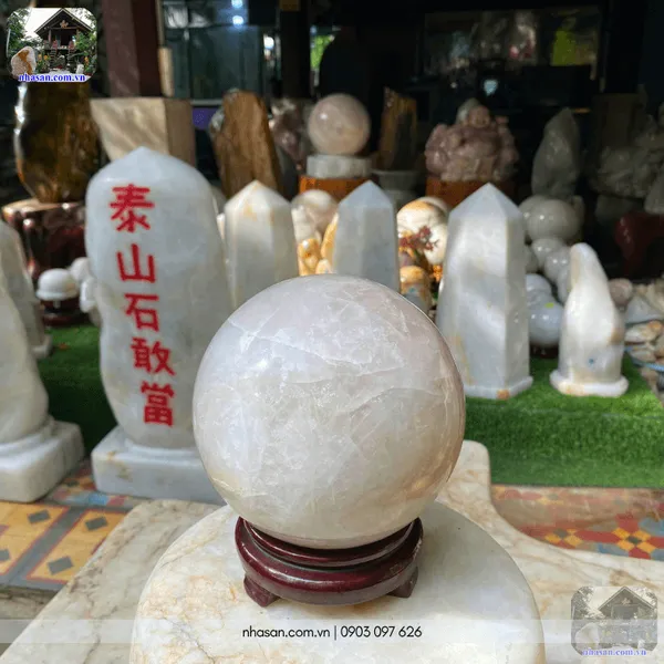 Quả cầu thạch anh hồng QC1434 - 3.52kg - 14cm 