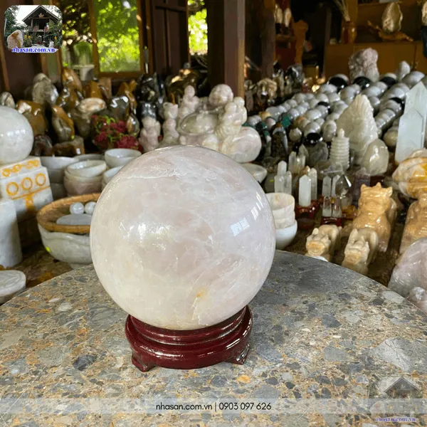 Quả cầu thạch anh hồng QC1434 - 3.52kg - 14cm 