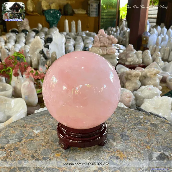 Quả cầu thạch anh hồng QC1476 - 2.9kg - 13cm