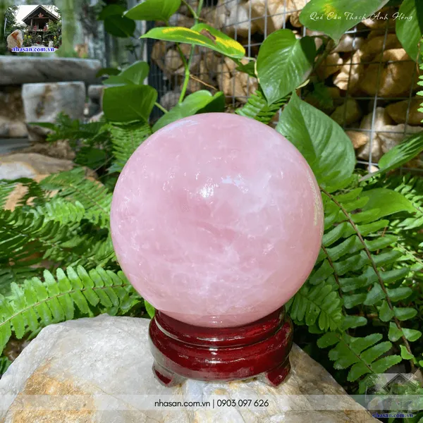 Quả cầu thạch anh hồng QC1476 - 2.9kg - 13cm