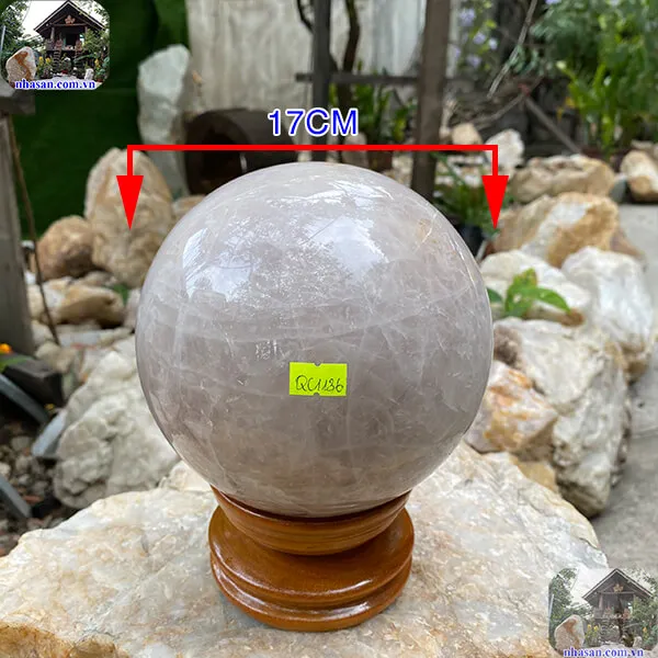 Quả cầu thạch anh hồng 17cm-6.5kg-QC1136