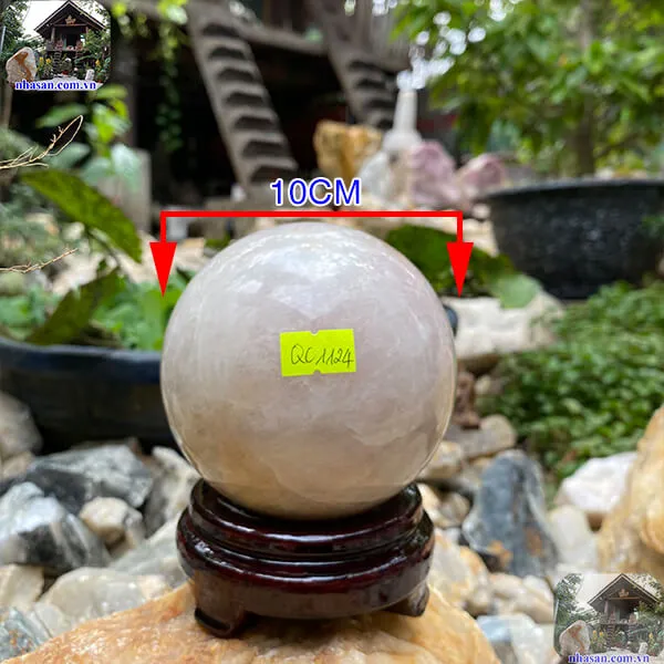 Quả cầu thạch anh hồng 10cm-1.5kg-QC1124