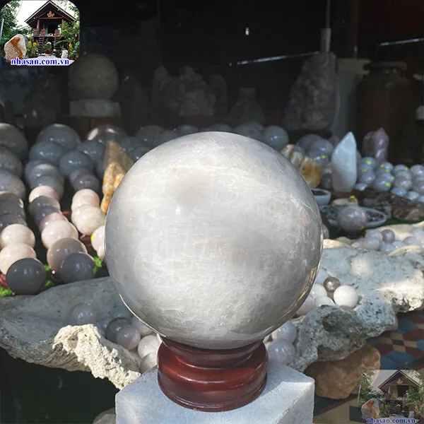 Quả cầu thạch anh trắng 22cm-14.8kg-QC1101