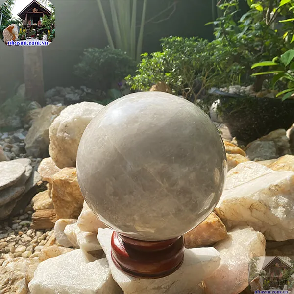 Quả cầu thạch anh trắng 22cm-14.8kg-QC1101