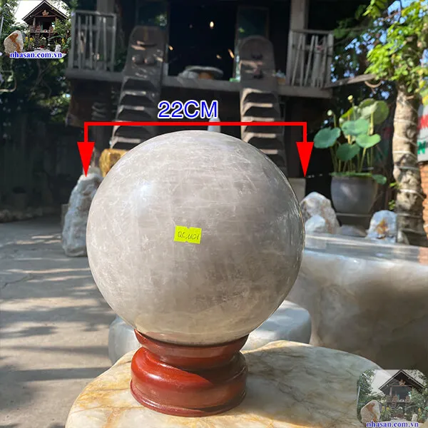 Quả cầu thạch anh trắng 22cm-14.8kg-QC1101