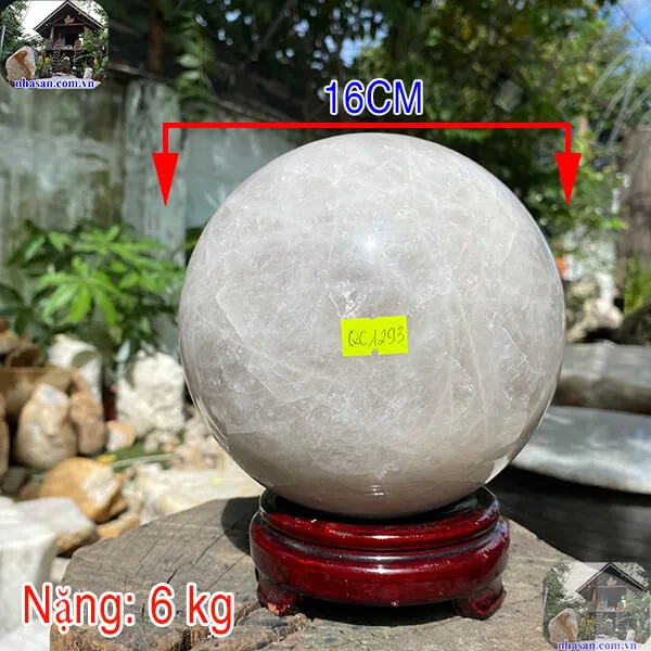 Quả cầu thạch anh trắng QC1293 - 6kg - 16cm