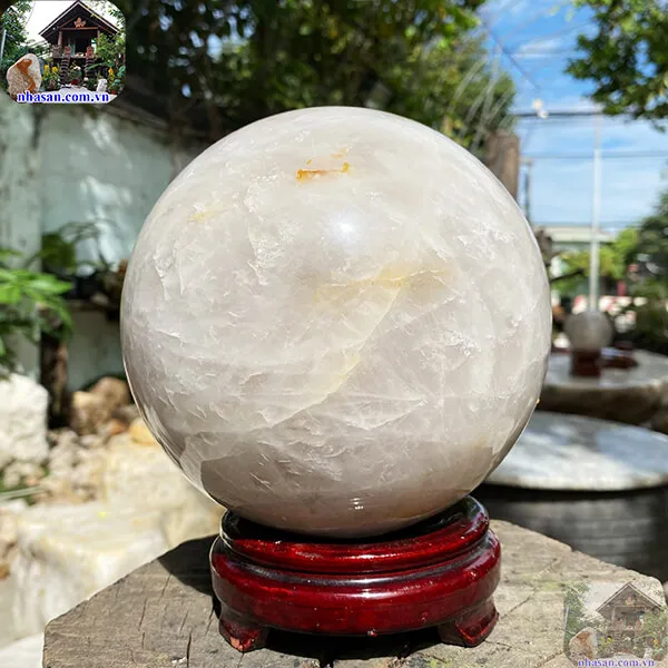 Quả cầu thạch anh trắng QC1293 - 6kg - 16cm