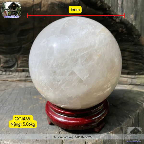 Quả cầu thạch anh trắng QC1435 - 3.06kg - 13cm