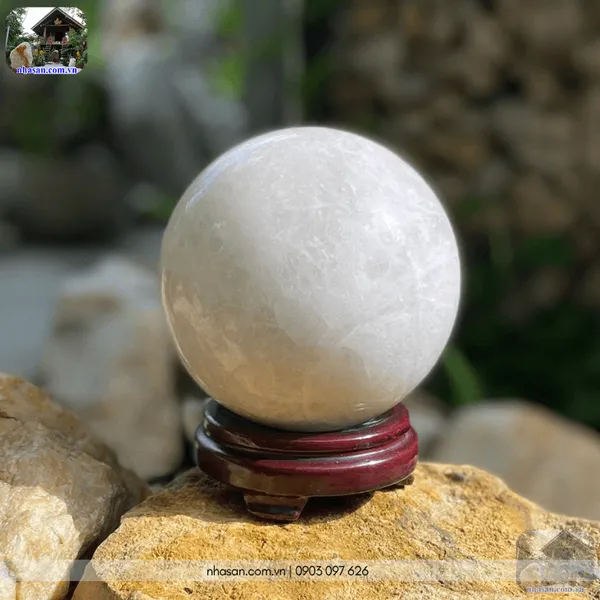 Quả cầu thạch anh trắng QC1438 - 4.16kg - 14.5cm