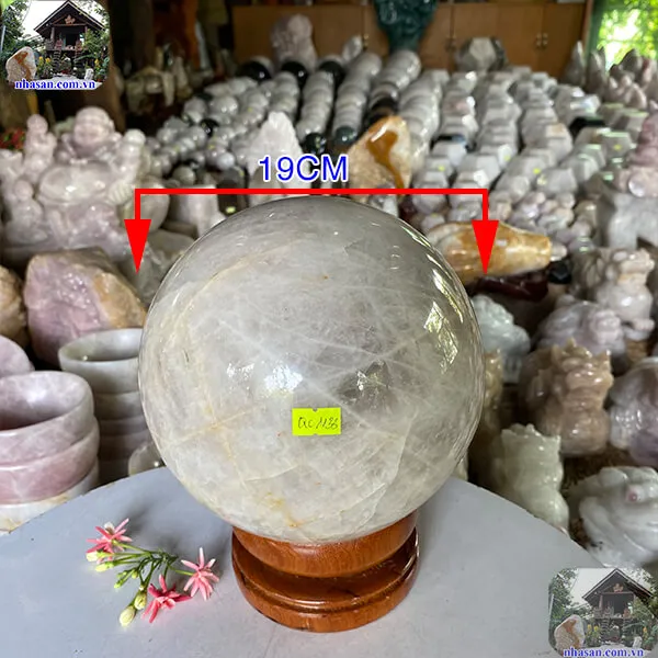Quả cầu thạch anh trắng 19cm-9.5kg-QC1133
