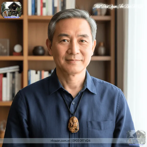 Mặt Phật Quan Âm Đại Thế Chí đá mắt hổ nặng 20gr, cao 4.6cm x ngang 3cm x dày 0.9cm