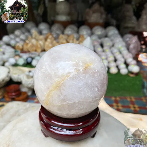 Quả cầu thạch anh hồng 10cm-1.4kg-QC1126