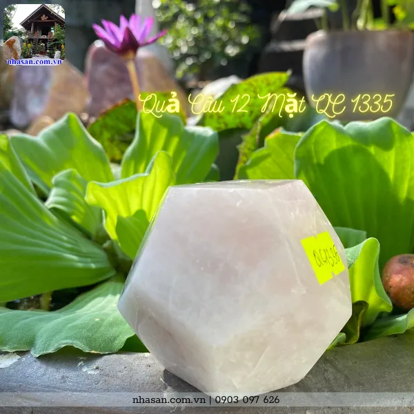 Quả cầu 12 mặt QC1335 đá thạch anh nặng 360gr, đường kính 7cm