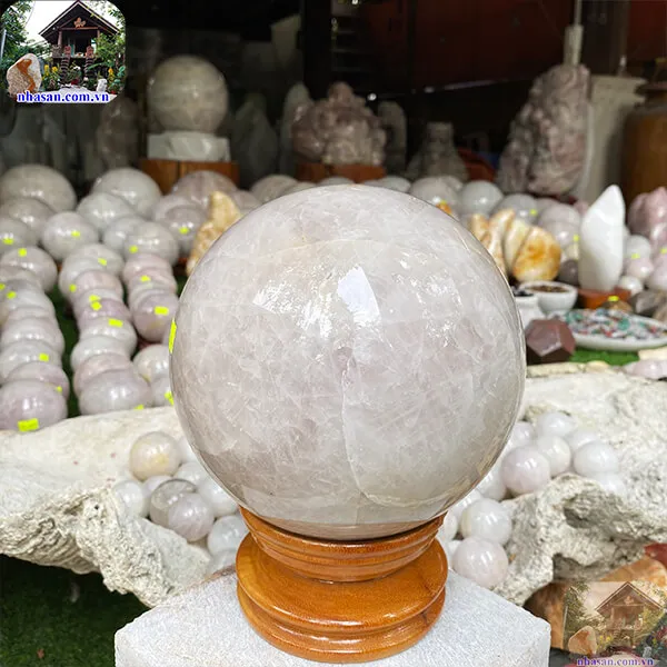 Quả cầu thạch anh hồng 17cm-6.5kg-QC1136