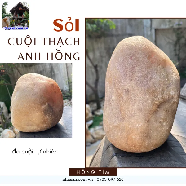 Sỏi, cuội thạch anh hồng 2.58kg, cao 13cm x ngang 13cm x dày 9cm - CU01