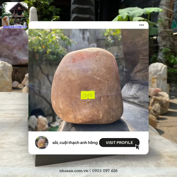 Sỏi, cuội thạch anh hồng 2.58kg, cao 13cm x ngang 13cm x dày 9cm - CU01