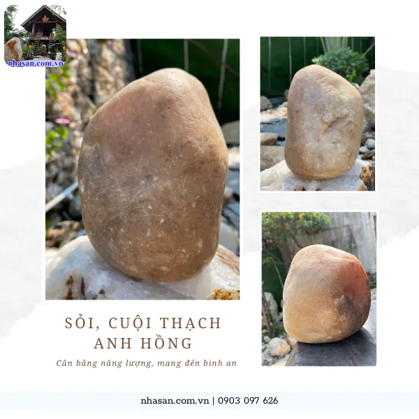 Sỏi, cuội thạch anh hồng 2.58kg, cao 13cm x ngang 13cm x dày 9cm - CU01