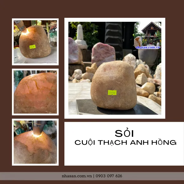 Sỏi, cuội thạch anh hồng 2.58kg, cao 13cm x ngang 13cm x dày 9cm - CU01