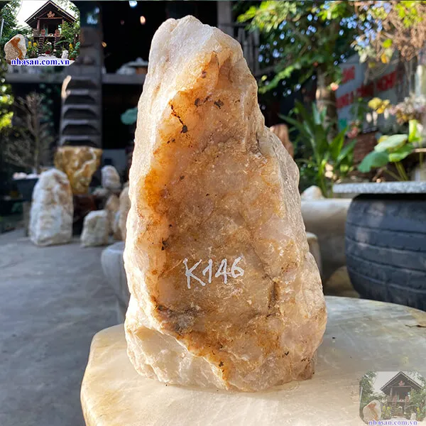 Đá thạch anh hồng thô khối 7kg-K146