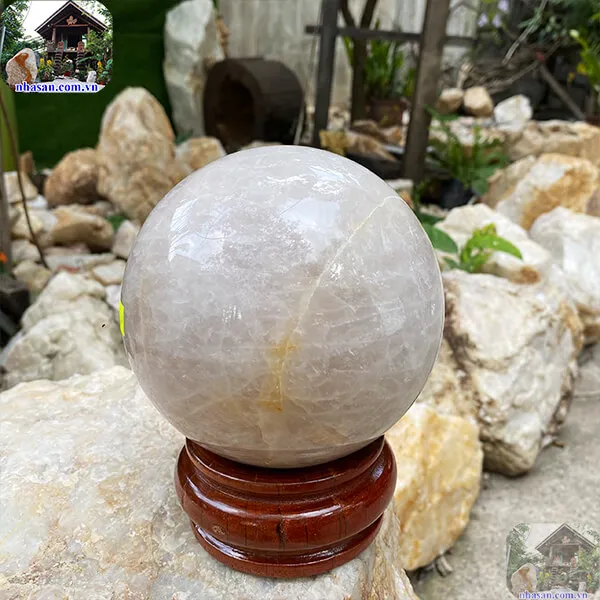  Quả cầu thạch anh hồng 14cm-3.66kg-QC1131