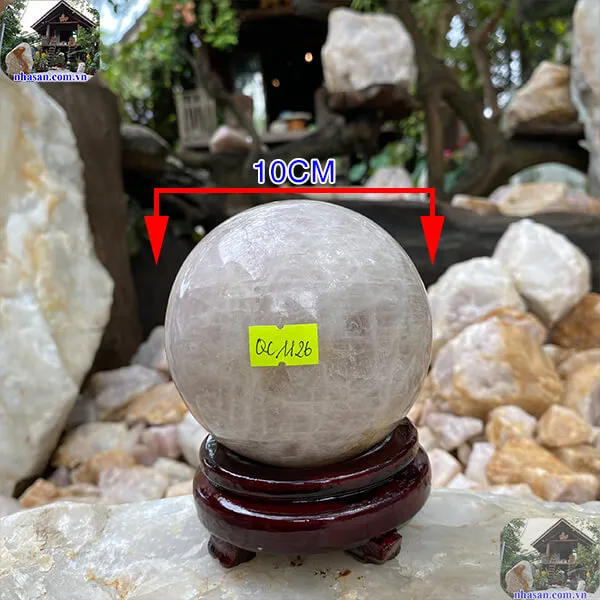 Quả cầu thạch anh hồng 10cm-1.4kg-QC1126