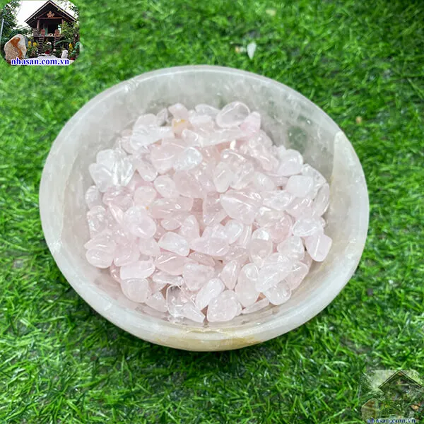 Bát đá thạch anh hồng 0.9kg-14.5cm B18