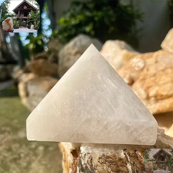 Kim tự tháp đá phong thủy 1.1kg, cao 8cm x ngang 10.2cm - T659