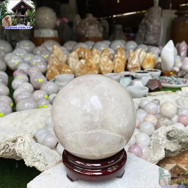 Quả cầu thạch anh hồng 12cm-2.55kg-QC1148