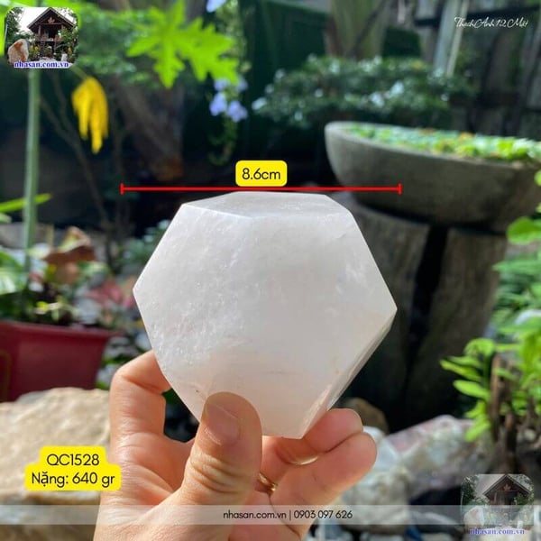 Đá thạch anh 12 mặt 640gr - 8.6cm -  QC1528