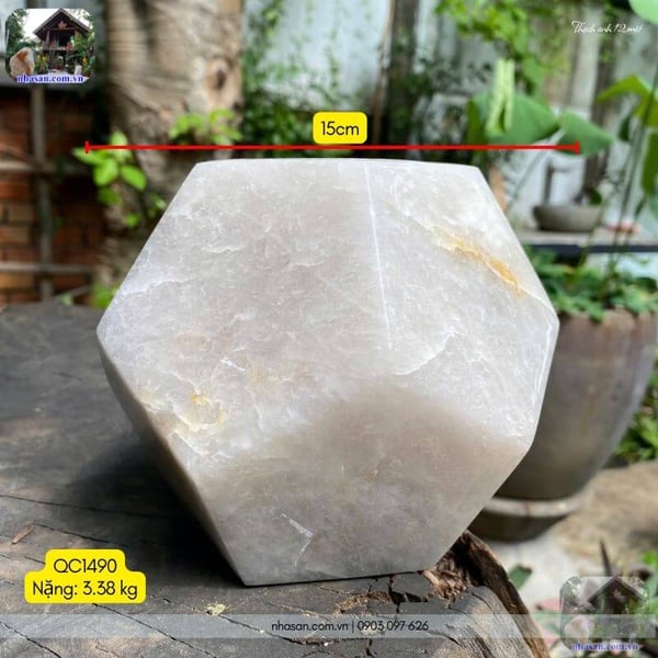 Đá thạch anh 12 mặt QC1490 - 3.38kg - 15cm