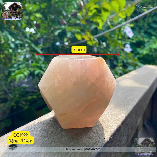 Đá 12 mặt thạch anh hồng QC1499 - 440gr - 7.5cm