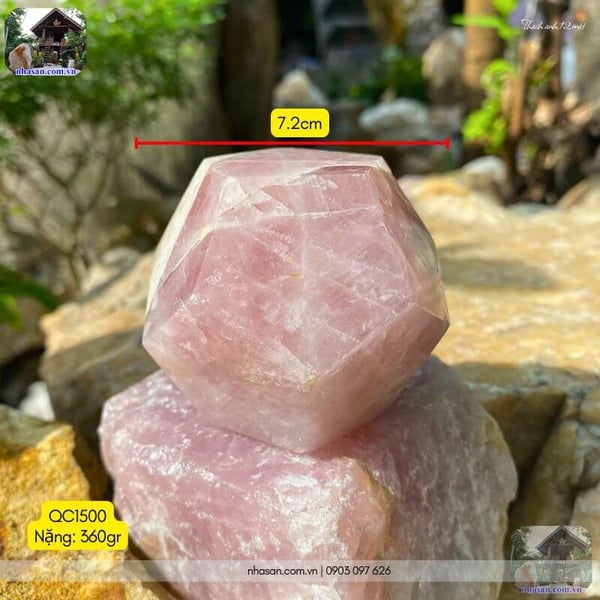Đá thạch anh 12 mặt QC1500 - 360gr - 7.2cm