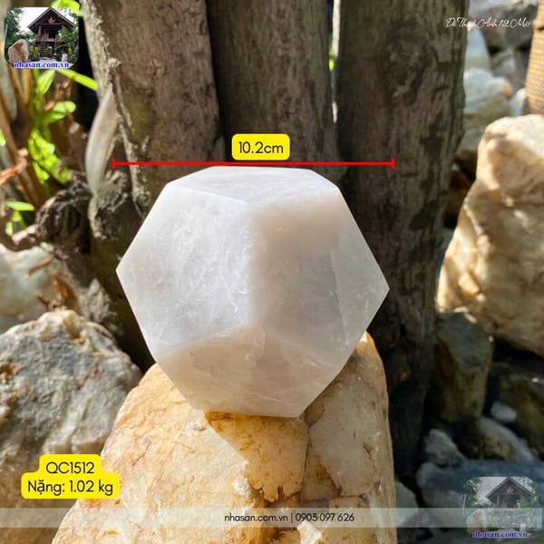 Đá thạch anh 12 mặt QC1512 - 1.02kg - 10.2cm