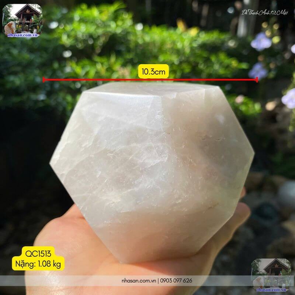 Đá thạch anh 12 mặt QC1513 - 1.08kg - 10.3cm