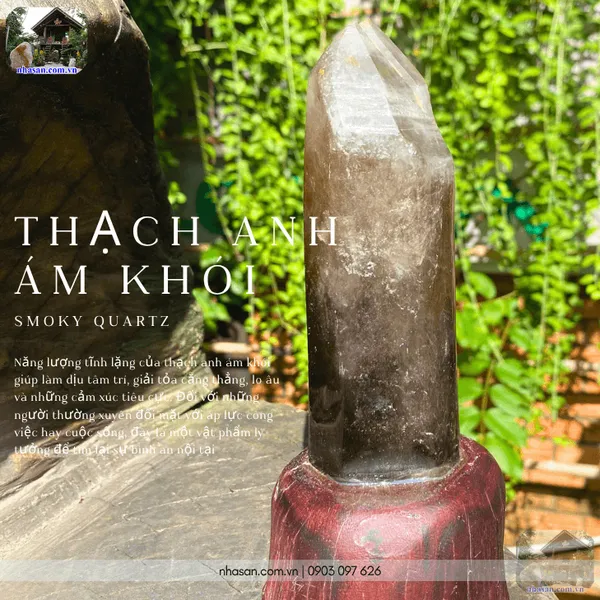 Trụ thạch anh ám khói 680gr cao 19cm - T736 